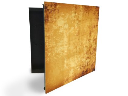 Glasdekor skříňka na klíče - sytě žluté pozadí (Barva skříňky Černá, Otevírání Pravé)