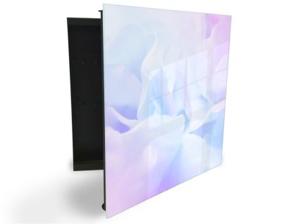 Glasdekor skříňka na klíče - abstraktní květinové pozadí (Barva skříňky Černá, Otevírání Pravé)