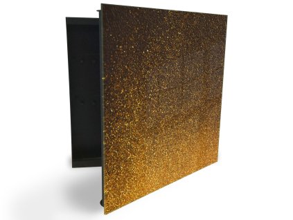 Glasdekor skříňka na klíče - pozadí tmavé zlato (Barva skříňky Černá, Otevírání Pravé)