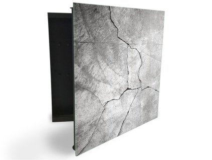 Glasdekor skříňka na klíče - trhlina v betonové zdi (Barva skříňky Černá, Otevírání Pravé)