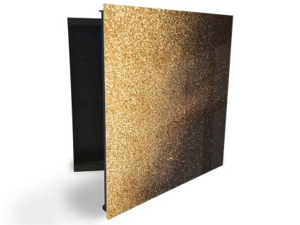 Glasdekor skříňka na klíče - zlato hnědé pozadí (Barva skříňky Černá, Otevírání Pravé)