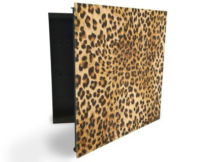 Glasdekor skříňka na klíče - textura kůže pantera (Barva skříňky Černá, Otevírání Pravé)