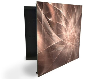 Glasdekor skříňka na klíče - abstraktní měděné pozadí (Barva skříňky Černá, Otevírání Pravé)