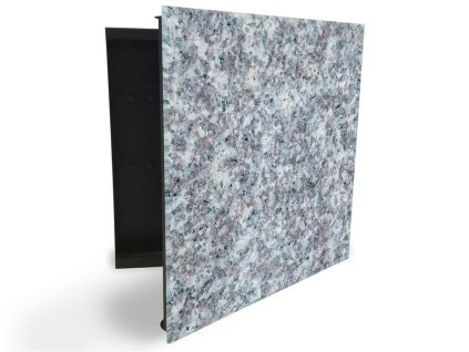 Glasdekor skříňka na klíče - textura leštěná žula (Barva skříňky Černá, Otevírání Pravé)