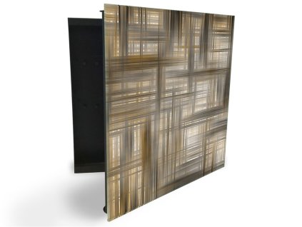 Glasdekor skříňka na klíče - šedo hnědá abstrakce (Barva skříňky Černá, Otevírání Pravé)