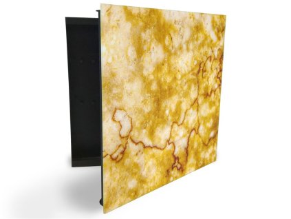 Glasdekor skříňka na klíče - přírodní mramor onyx (Barva skříňky Černá, Otevírání Pravé)