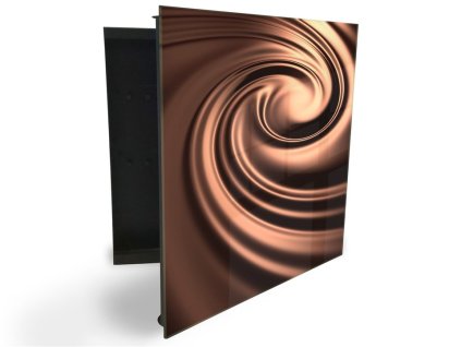 Glasdekor skříňka na klíče - hnědá abstraktní textura (Barva skříňky Černá, Otevírání Pravé)