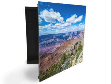 Glasdekor skříňka na klíče - Arizona Grand Canyon (Barva skříňky Černá, Otevírání Pravé)