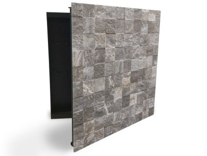 Glasdekor skříňka na klíče - klasické dlaždice pro interiér (Barva skříňky Černá, Otevírání Pravé)