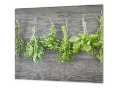 Ochranná deska bylinky na šedém dřevě (Lepení na zeď Bez lepení na zeď, Rozměr 70x70 cm)