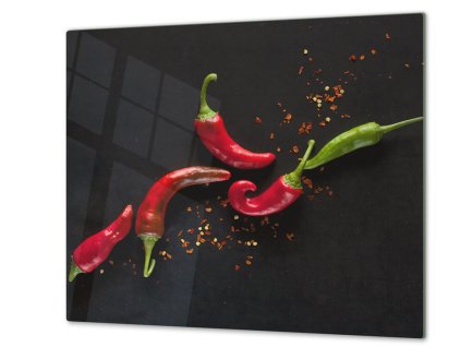 Ochranná deska  papričky chilli tmavý podklad (Lepení na zeď Bez lepení na zeď, Rozměr 70x70 cm)
