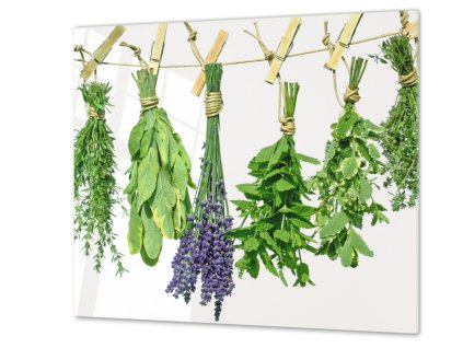 Ochranná deska bylinky na šnůře a kolíčky (Lepení na zeď Bez lepení na zeď, Rozměr 70x70 cm)