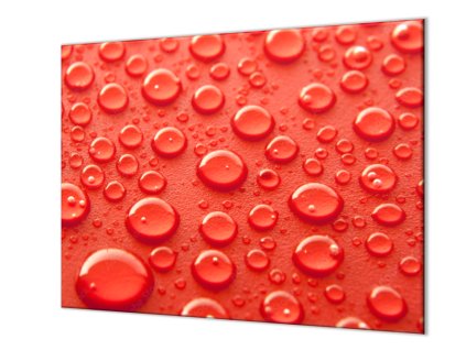Ochranná deska kapky vody na červeném podkladu (Lepení na zeď Bez lepení na zeď, Rozměr 70x70 cm)