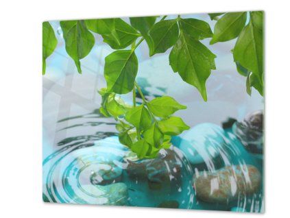 Ochranná deska listí odraz ve vodě (Lepení na zeď Bez lepení na zeď, Rozměr 70x70 cm)