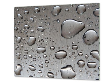 Ochranná deska šedý nerez s kapkami vody (Lepení na zeď Bez lepení na zeď, Rozměr 70x70 cm)