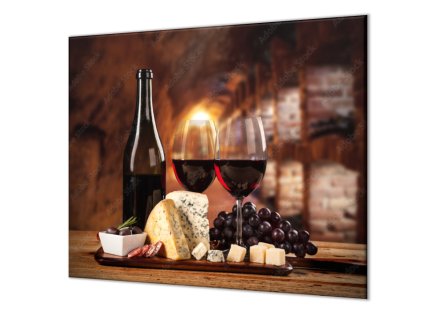 Ochranná deska servírování vína, sýru, oliv (Lepení na zeď S lepením na zeď, Rozměr 70x70 cm)