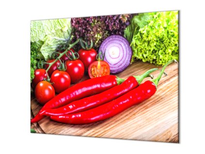 Ochranná deska zelenina na dřevěném stole (Lepení na zeď S lepením na zeď, Rozměr 70x70 cm)