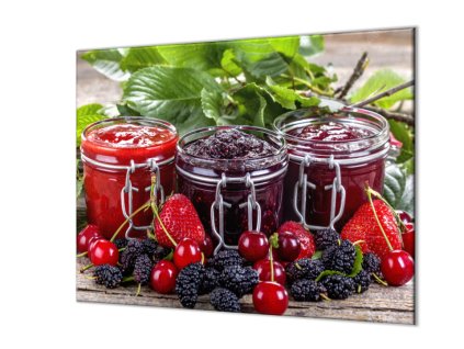Ochranná deska ovoce a ve skle džem (Lepení na zeď S lepením na zeď, Rozměr 70x70 cm)