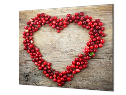 Ochranná deska brusinky srdce na dřevě (Lepení na zeď S lepením na zeď, Rozměr 70x70 cm)