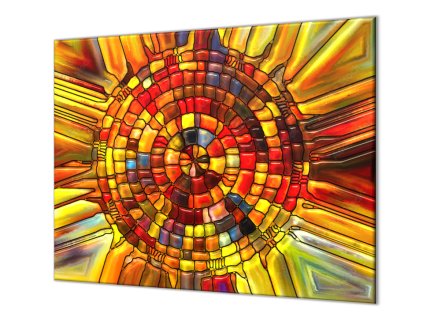 Ochranná deska abstraktní virtuální vitráž (Lepení na zeď S lepením na zeď, Rozměr 70x70 cm)