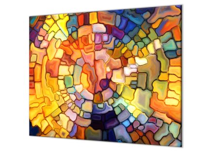Ochranná deska sklo abstraktní iluze barevného skla (Lepení na zeď S lepením na zeď, Rozměr 70x70 cm)