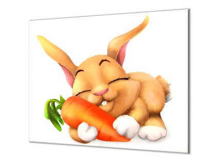 Ochranná deska spící roztomilý králík s mrkví (Lepení na zeď S lepením na zeď, Rozměr 70x70 cm)