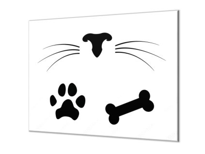 Ochranná deska kočka a pes malované detaily (Lepení na zeď S lepením na zeď, Rozměr 70x70 cm)