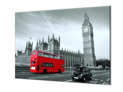 Ochranná deska červený Bus v Londýně (Lepení na zeď S lepením na zeď, Rozměr 70x70 cm)