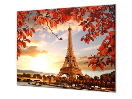Ochranná deska podzimní Eiffelovka (Lepení na zeď S lepením na zeď, Rozměr 70x70 cm)