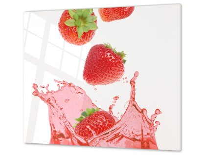 Ochranná deska čerstvé jahody ve šťávě (Lepení na zeď S lepením na zeď, Rozměr 70x70 cm)