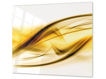 Ochranná deska žluto zlatý abstrakt vlna (Lepení na zeď S lepením na zeď, Rozměr 70x70 cm)