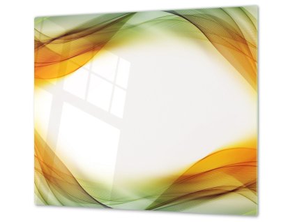 Ochranná deska krycí zeleno oranžová vlna (Lepení na zeď S lepením na zeď, Rozměr 70x70 cm)