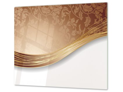 Ochranná deska skleněná hnědá abstrakt tkanina (Lepení na zeď S lepením na zeď, Rozměr 70x70 cm)