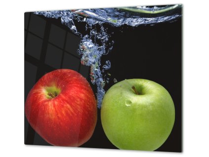 Ochranná deska zelené a červené jablko (Lepení na zeď S lepením na zeď, Rozměr 70x70 cm)