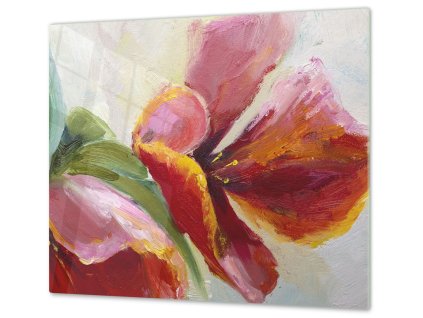 Ochranná deska detail malovaného květu (Lepení na zeď S lepením na zeď, Rozměr 70x70 cm)