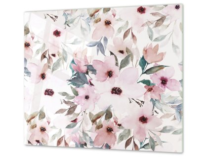 Ochranná deska malované růžové květy (Lepení na zeď S lepením na zeď, Rozměr 70x70 cm)