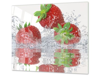 Ochranná deska ovoce jahody ve vodě (Lepení na zeď S lepením na zeď, Rozměr 70x70 cm)