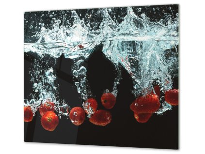 Ochranná deska lesní jahody ve vodě (Lepení na zeď S lepením na zeď, Rozměr 70x70 cm)