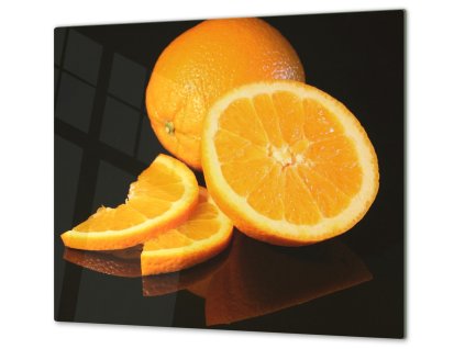 Ochranná deska ovoce pomeranč a černé pozadí (Lepení na zeď S lepením na zeď, Rozměr 70x70 cm)
