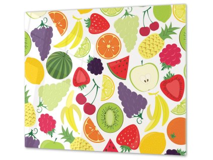 Ochranná deska malované barevné ovoce (Lepení na zeď S lepením na zeď, Rozměr 70x70 cm)