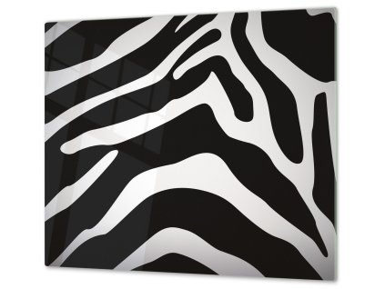 Ochranná deska sklo černá bílá zebra (Lepení na zeď S lepením na zeď, Rozměr 70x70 cm)