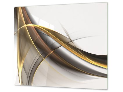 Ochranná deska abstrakt hnědo žlutá vlna (Lepení na zeď S lepením na zeď, Rozměr 70x70 cm)