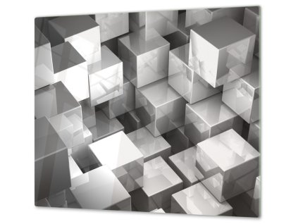 Ochranná deska 3D šedý abstrakt kostky (Lepení na zeď S lepením na zeď, Rozměr 70x70 cm)