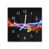 Nástěnné hodiny 30x30cm abstraktní barevná vlna na černém (Materiál kalené sklo)