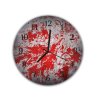 Nástěnné hodiny kulaté pr.30cm červený stříkanec na šedé (Materiál kalené sklo)