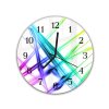 Nástěnné hodiny kulaté pr.30cm barevné paprsky na bílém (Materiál kalené sklo)