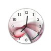 Nástěnné hodiny kulaté pr.30cm abstraktní fialovo růžová vlna (Materiál kalené sklo)