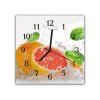 Nástěnné hodiny 30x30cm citrus, plod ovoce ve vodě (Materiál kalené sklo)