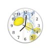 Nástěnné hodiny kulaté pr.30cm ovoce citron stříkající ve vodě (Materiál kalené sklo)