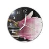Nástěnné hodiny kulaté pr.30cm květ magnolie na noční hladinou (Materiál kalené sklo)